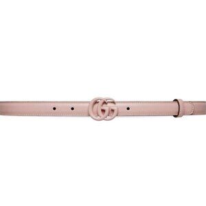 Gucci Women’s GG Marmont Leather Thin Belt Pink 115cm 409417